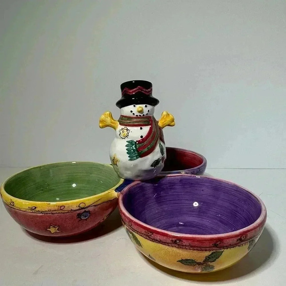Christmas/Winter Snowman 3 bowl serving dish The Sweet Shop by Sango - Picture 1 of 8